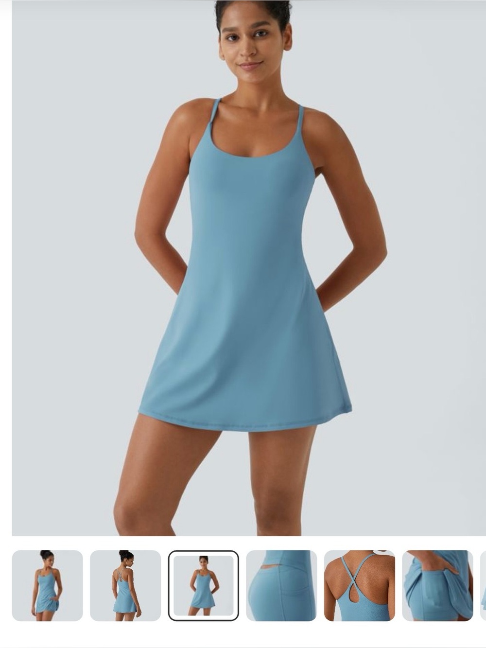 HALARA Softly Zero Plush Backless Dress Midi Blue, Easy Peezy, NWT